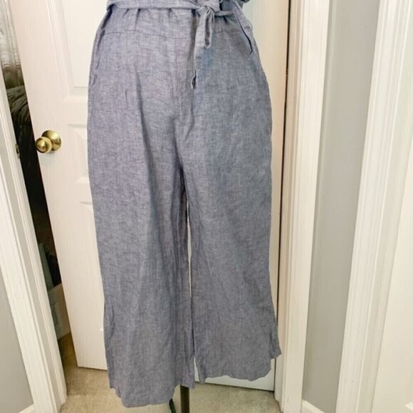 GAP Chambray One Piece Sleeveless Wide Leg Capri Summer Romper Jumpsuit - Picture 6 of 16